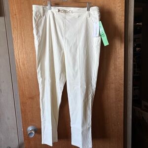 Women Madison Grey - Creme slacks, Petite Large, Elastic/Pull Up, NWT